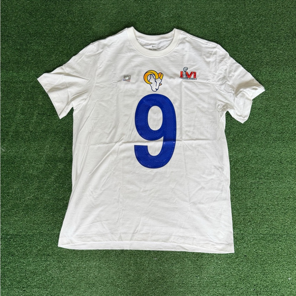 Los Angeles Rams Nike Matthew stafford #9 super bowl LVI t shirt Mens Large